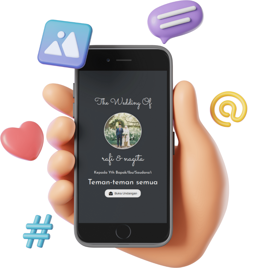 Mockup undangan pernikahan digital di ponsel